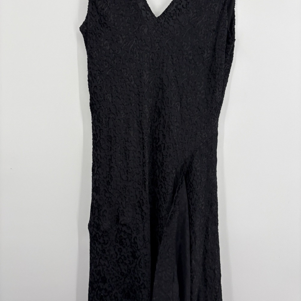 Vtg Ralph Lauren Maxi Dress Large  Whimsigoth 90s Y2K Silk Burnout Velvet Slip - Picture 5 of 9